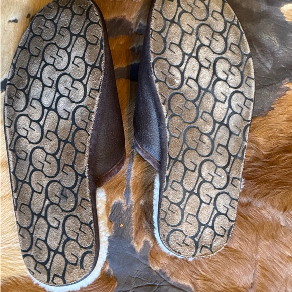 UGG Chestnut Suede Slippers with Sheepskin Lining - Picture 4 of 4